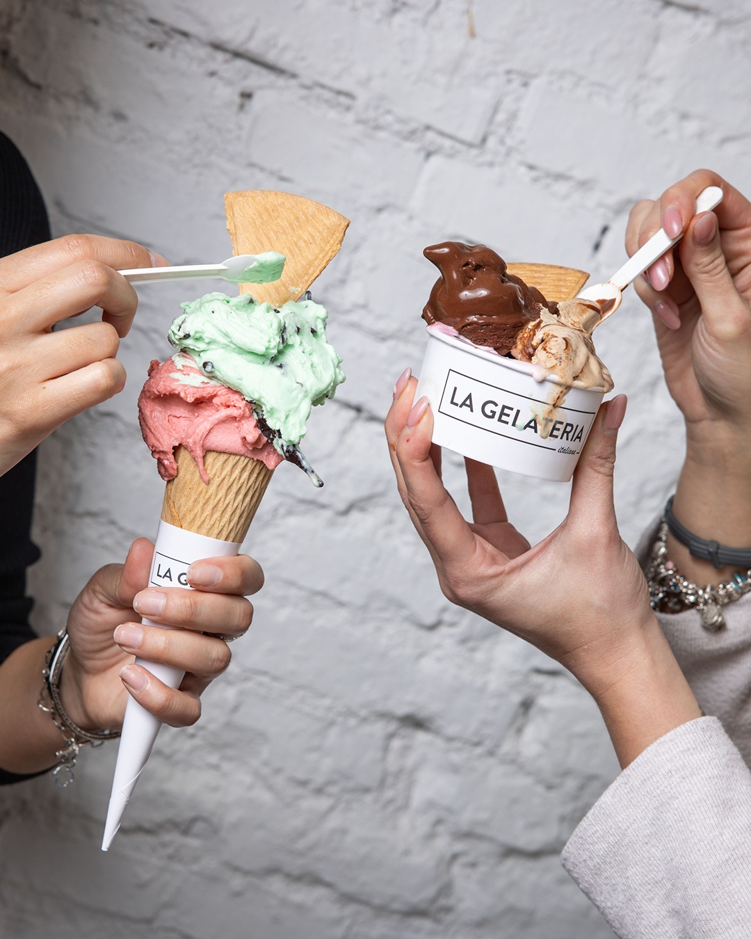 Interior de la gelateria en Madrid